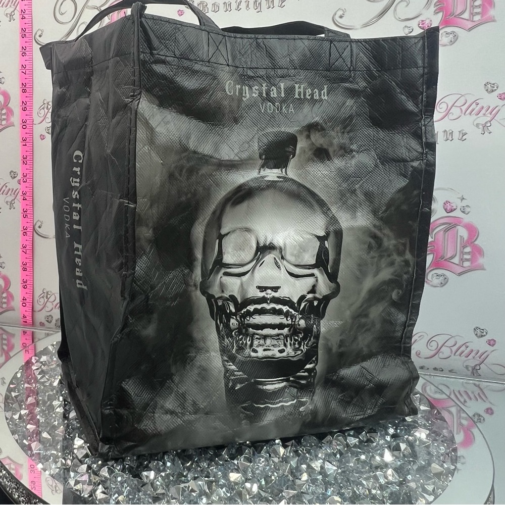 Crystal head Vodka bag tote reusable skull Black Skull Tote